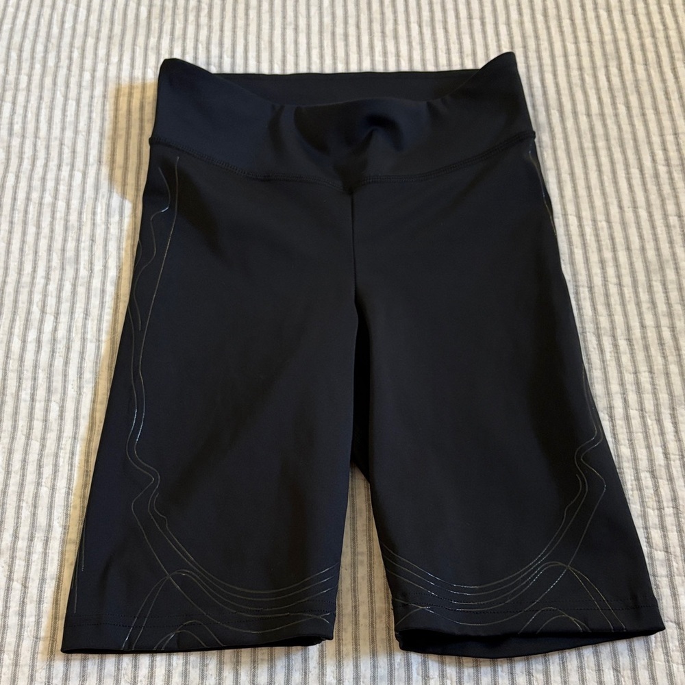 Gymshark Biker Shorts ~ Size Small ~ Black with Design ~ 9” Inseam